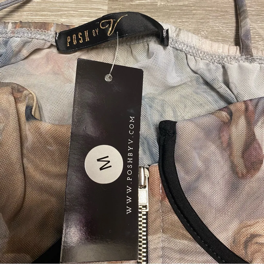 Posh by V Angels Cherubs Contemporary black cream Corset top Womens Medium - Image 5