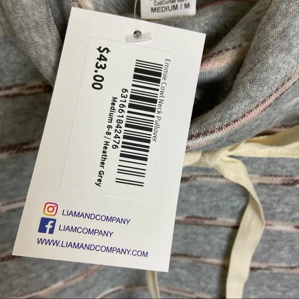 7th Ray Emmie Cowl Neck Pullover. Size Medium. New With Tags. - Image 9