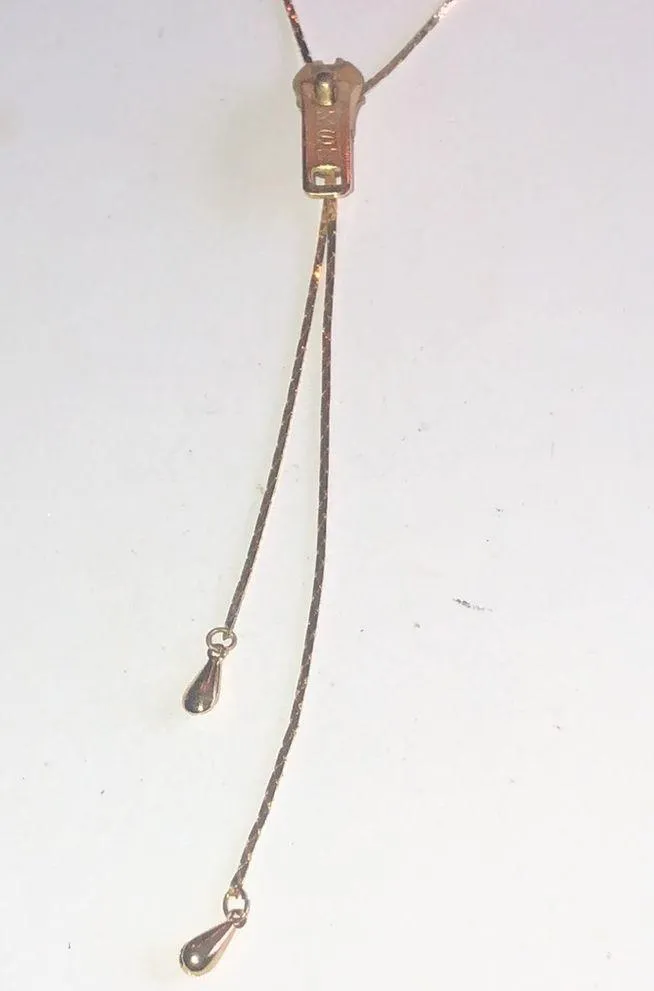 Vintage Gold Tone Adjustable Zipper Tassel Boho Retro Dainty Necklace - Image 7