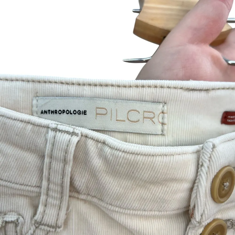 Anthropologie Pilcro High-Rise Skinny Corduroy Pants Creme Ivory Size 28‎ - Image 9