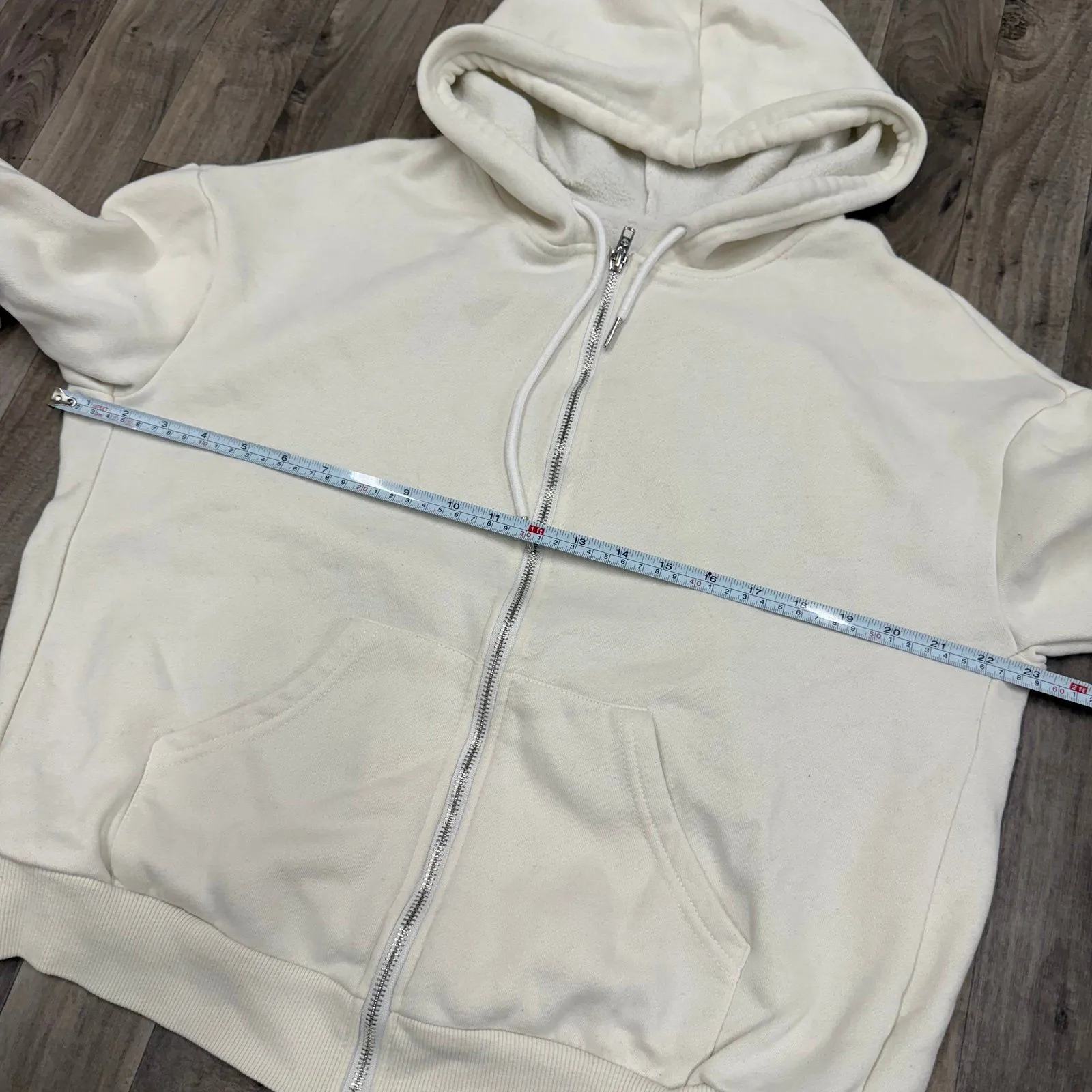 White zip up hoodie jacket - Image 3