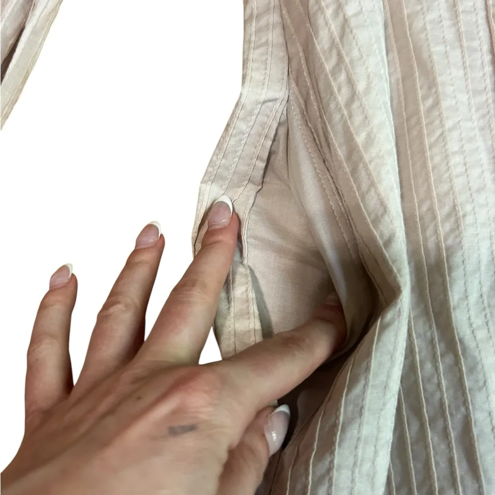 COS Long Sleeve Beige Pleated Dress 100% Cotton Size 4 - Image 4