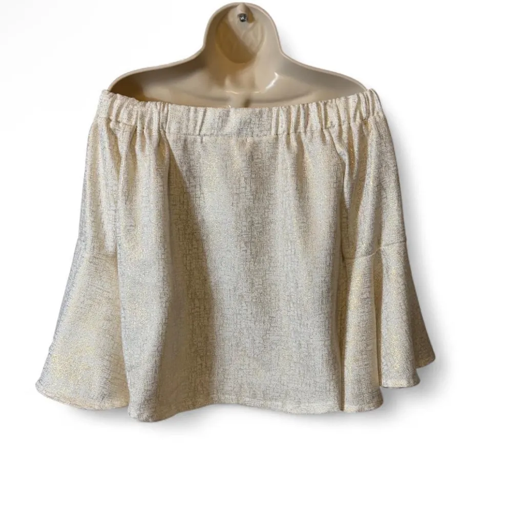 Metallic Off Shoulder Top‎ Gold Size L - Image 3