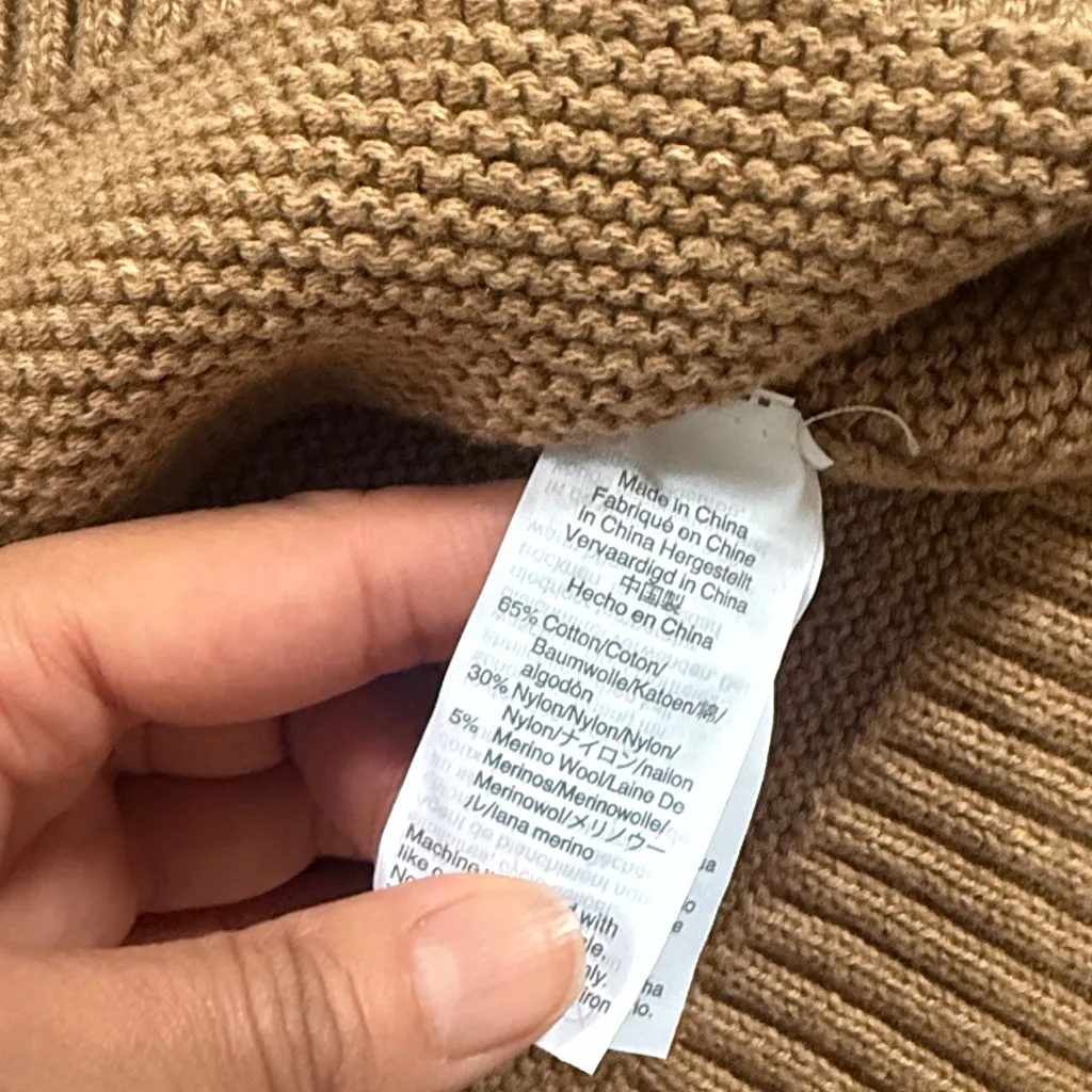 J. Crew Camel Crew Neck Sweater Tan Women’s Ribbed Casual Top - Image 4