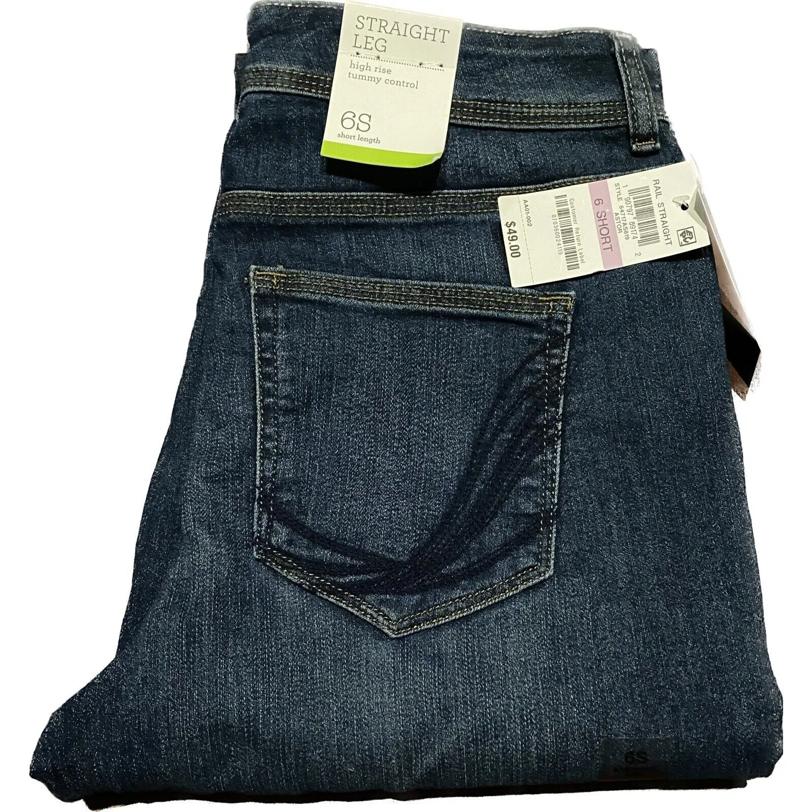 Style & Company Demin Jeans 6 Short Straight Leg High Rise Tummy Control NWT Blue - Image 2