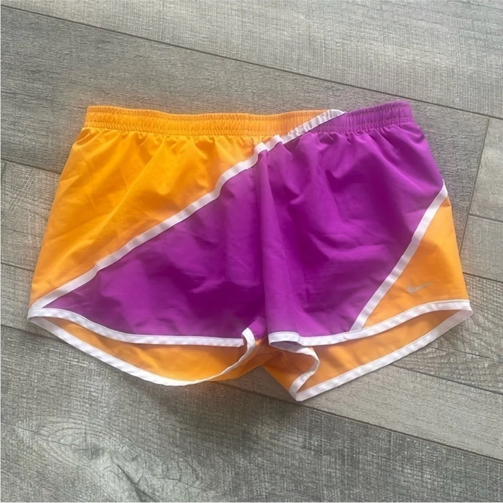 Nike Dri-Fit Size Medium Orange and Purple Running Athletic Shorts - Image 5