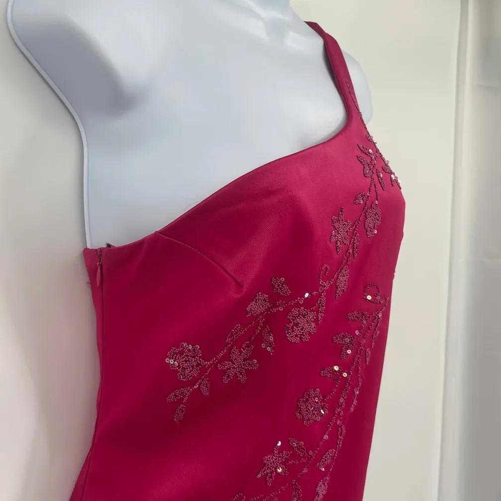 Y2k Rampage One Shoulder Maxi Dress Sz 5 Prom Glam Formal Embellished Satin Bold - Image 5