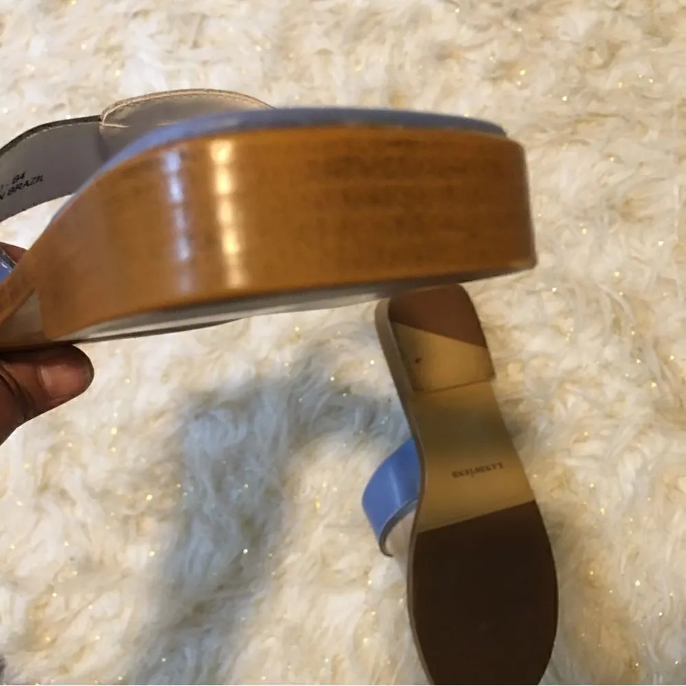 Lands End Blue & White Dressy Flip Flop Sandals - Image 7