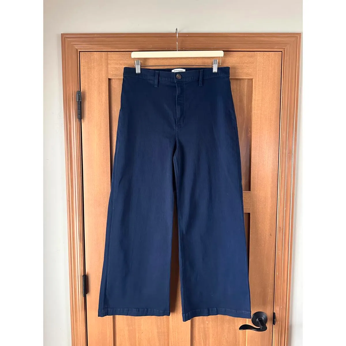 Reformation Jane Wide Leg High Rise Denim Pants Navy Blue Wash Women’s size 31 - Image 3