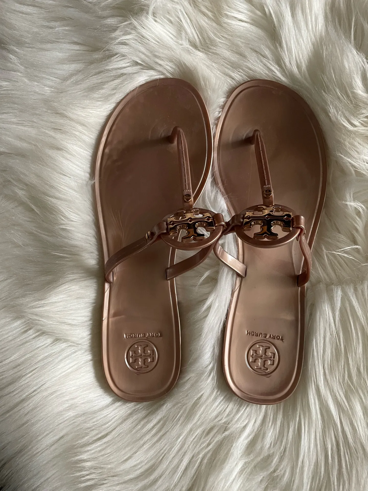 Tory Burch Rose Gold Mini Miller Jelly Flip Flop Sandals  - Image 6
