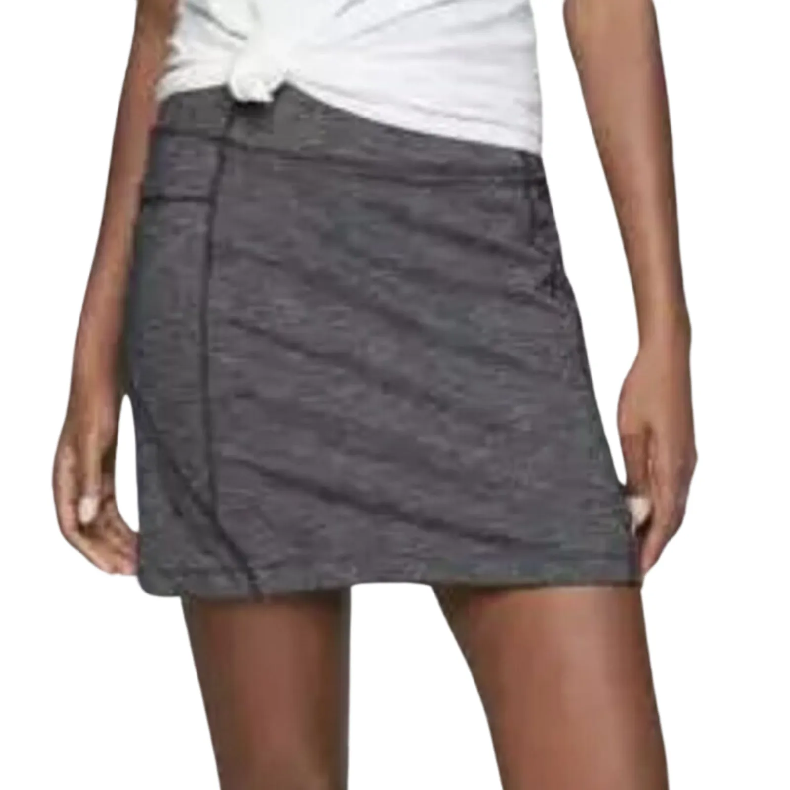 ATHLETA Grey Knit Excursion Skort Pull-On Pockets Drawstring Women's Medium - Image 2
