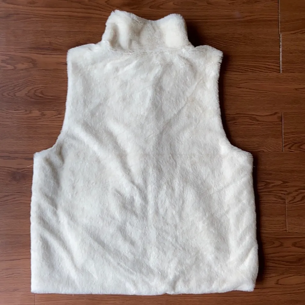 Cejon Macy’s NWT Faux Fur White Super Soft Zipper Plush Vest Mock Neck Size L Size L - Image 9