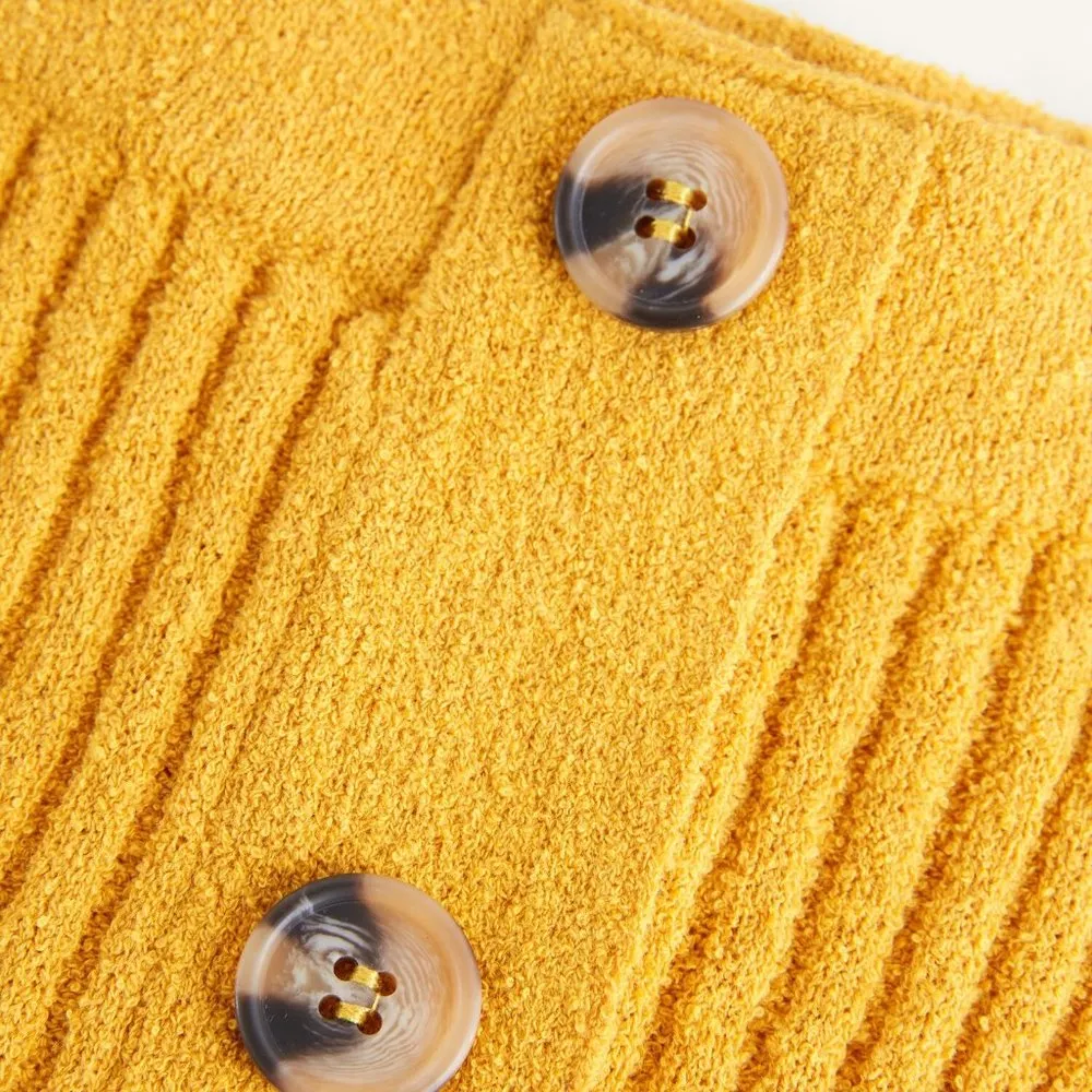 NWT Mango Mustard Elastic Cable Knit Skirt - Image 4