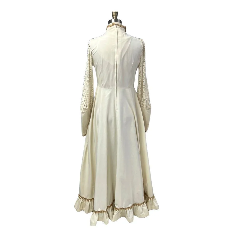 Vintage 70s GUNNE SAX Prairie WEDDING DRESS Boho JESSICA McClintock COTTAGE Core - Image 4