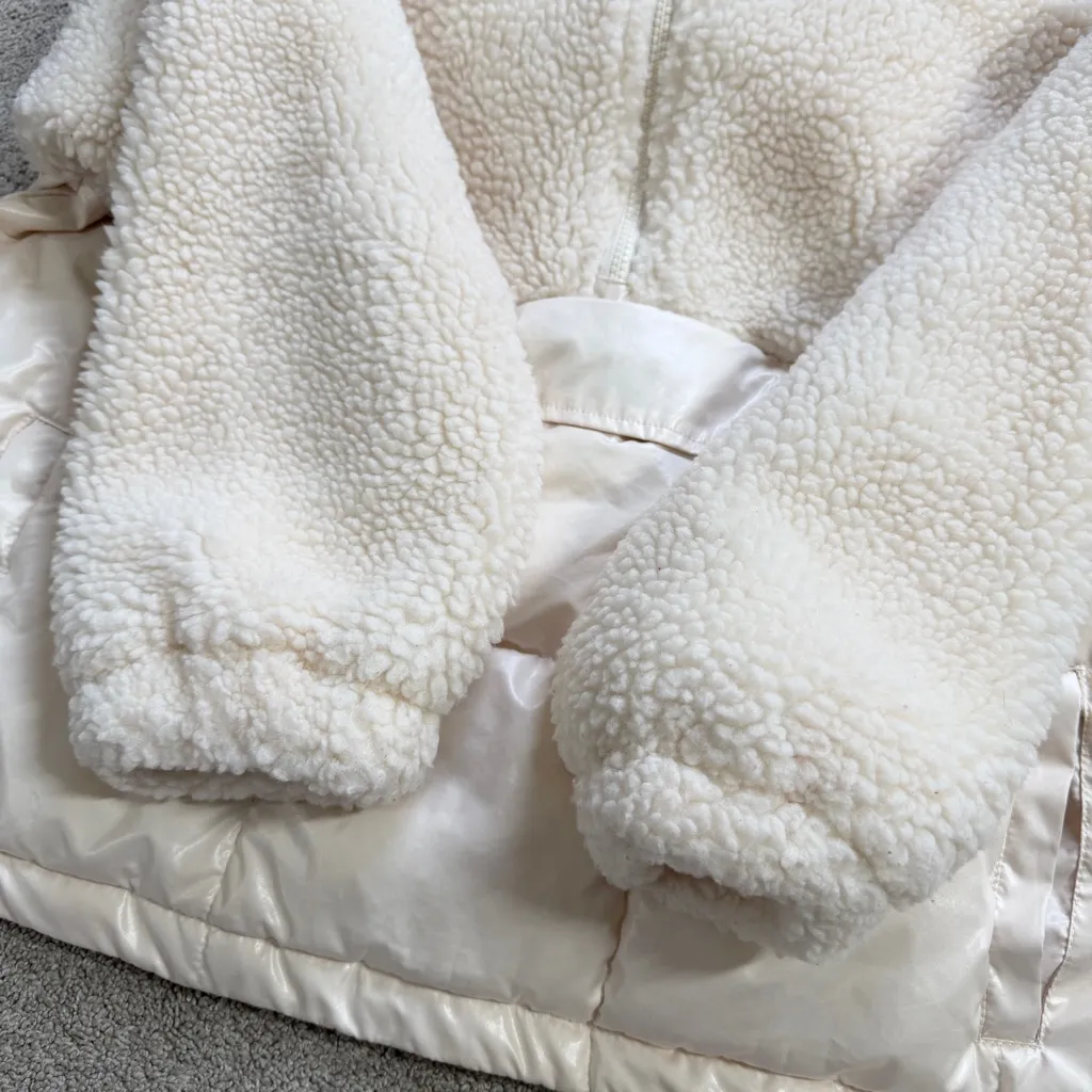 Fabletics Women’s Nelly Mixed Media Half Zip Puffer Sherpa Jacket Ivory Oats XL - Image 10