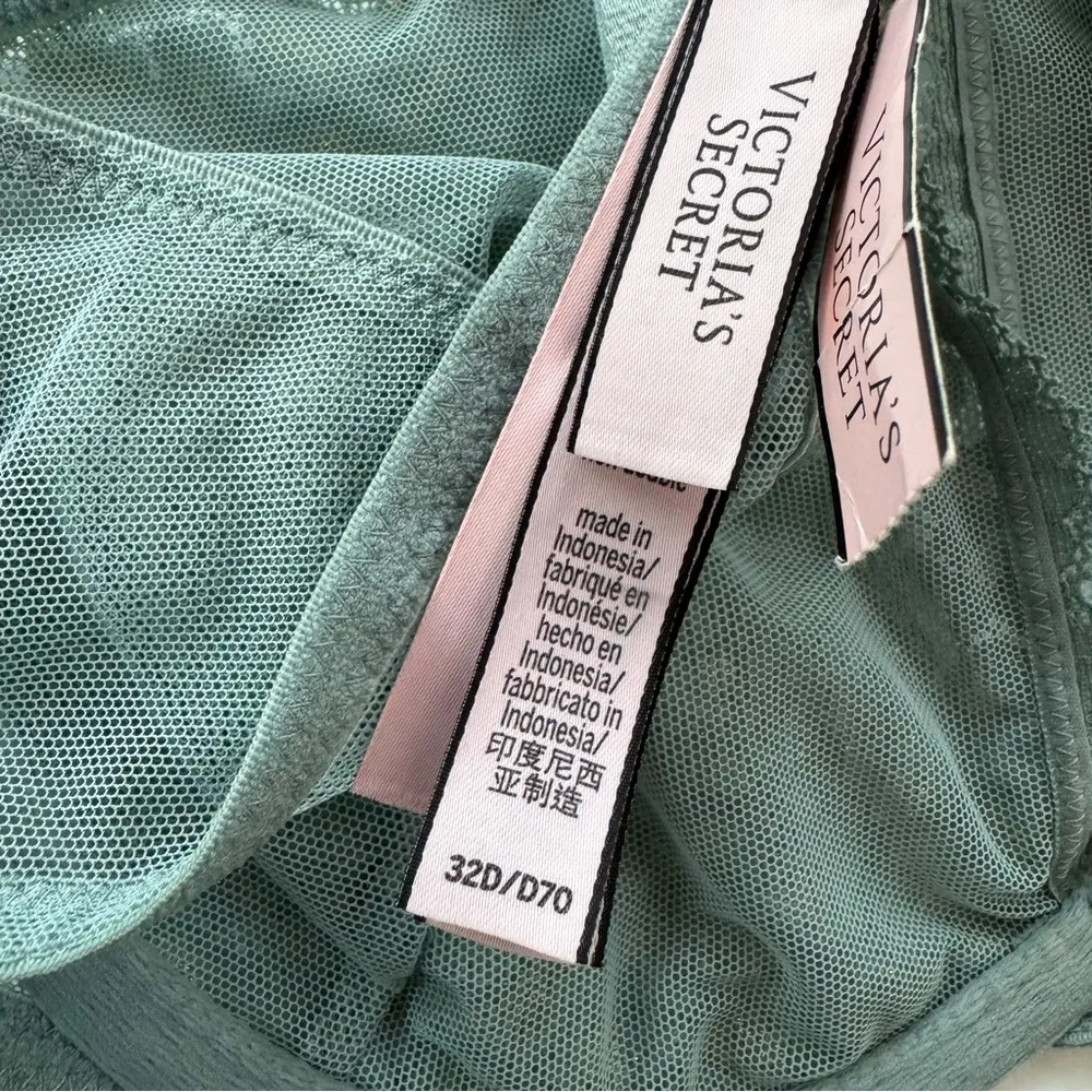 Victoria’s Secret Underwire Gold Metallic Lace Demi Bra Blue Size 32D NWT - Image 9