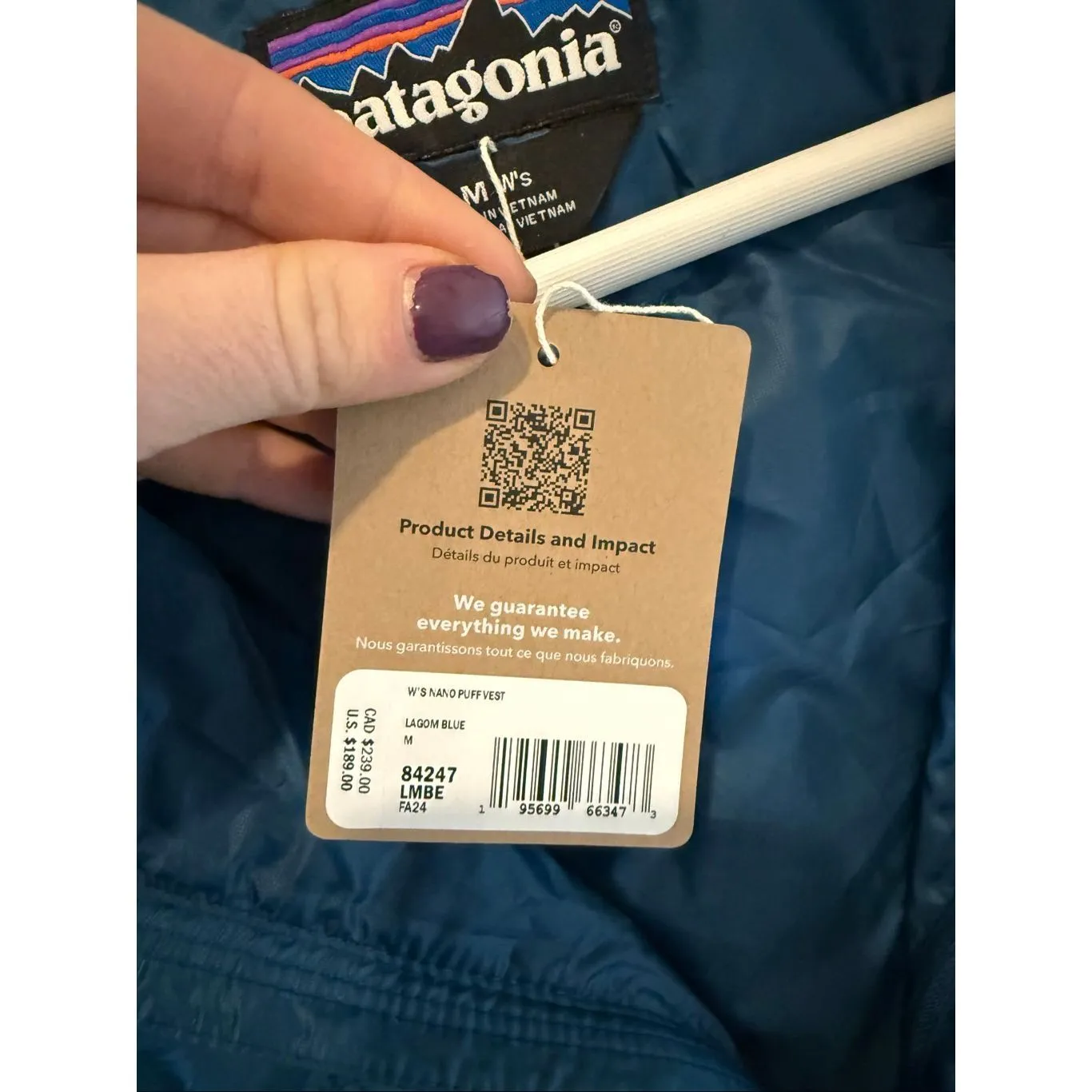 Patagonia NWT Nano Puff insulated vest blue lagoon M - Image 6