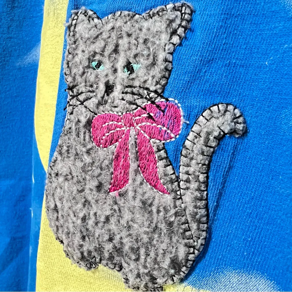 Vintage T shirt oversized Cat Moon Stars :Box A - Image 3