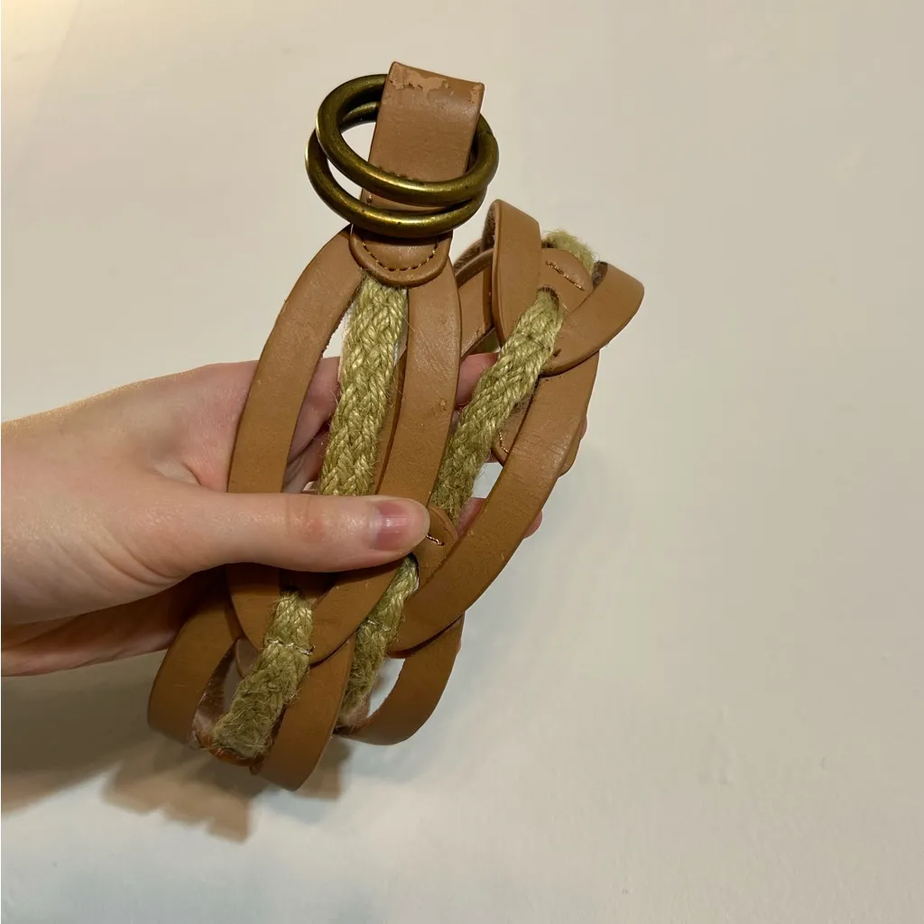 Nine West Vintage America Collection Leather Rope Braided Brown Belt Size Medium - Image 3
