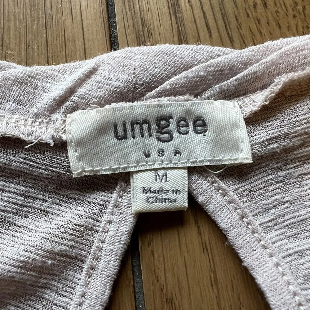 UMGEE Embroidered Floral Top Size Medium Beige/Tan Peasant Boho Festival Cottage - Image 6