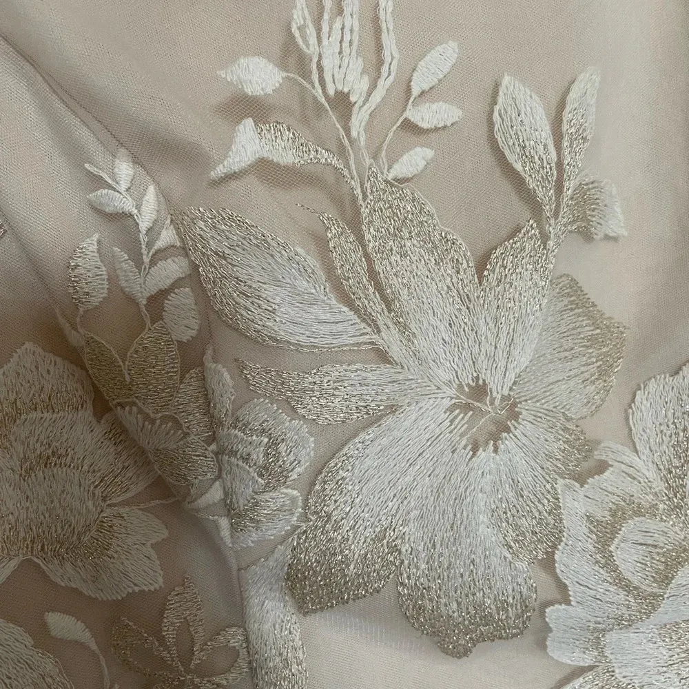 Alex Evenings Round Neck 3/4 Sleeve Floral Embroidered Stretch Mesh Dress Sz 10P - Image 5