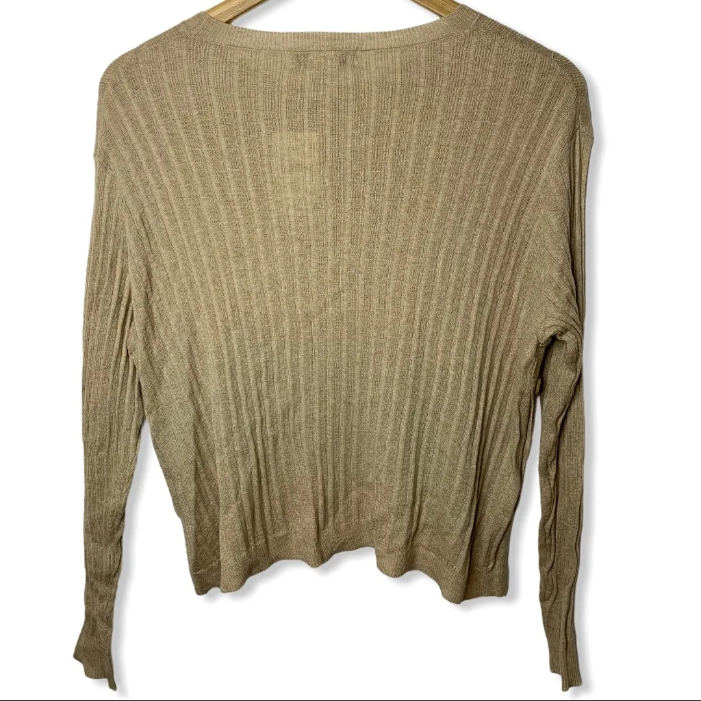 Cotton Emporium tan side‎ button crew neck sweater - Image 4