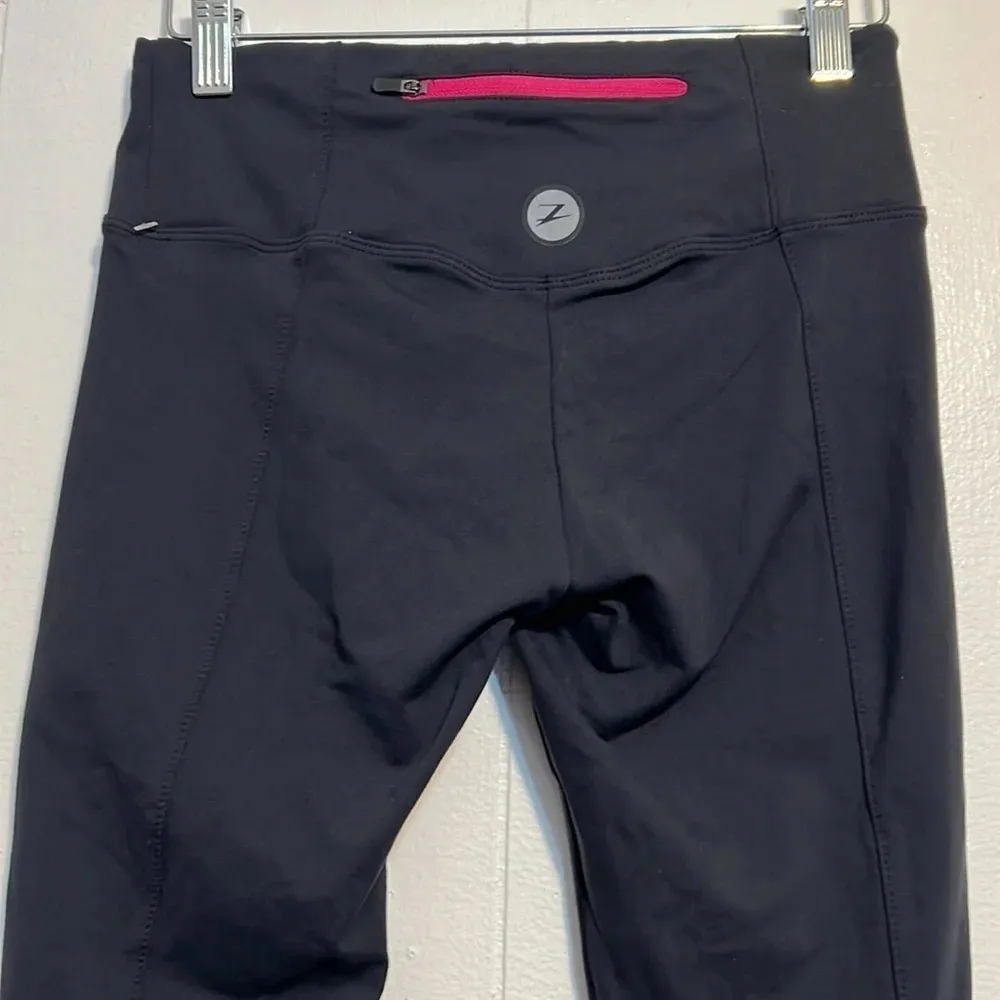 Zoot Twin Fin Capri Black Pink Good Vibes XS Running Tights Leggings Cropped - Image 5
