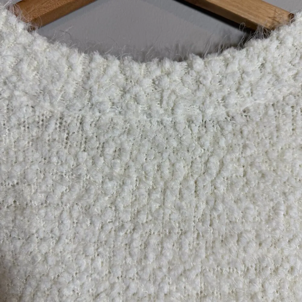 NWOT Show Me Your Mumu Cropped Varsity Sweater Knubby Knit Women's Small Cream - Image 12