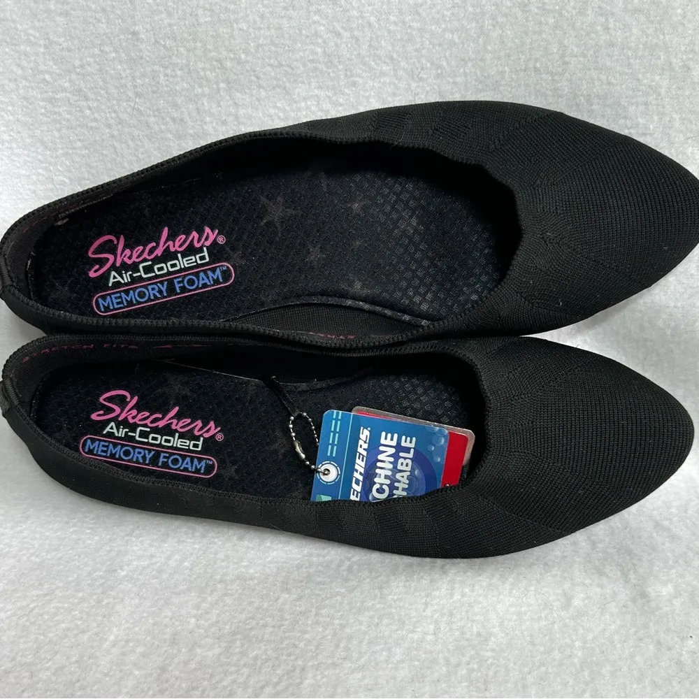 Skecher Ballet Flats 9.5 Black Cleo Bewitch Comfort Shoes Memory Foam New - Image 4