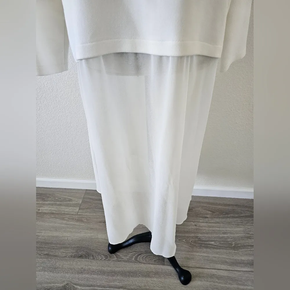 Tov White Sweatshirt Top Sheer Bottom Skirt sz 40 Dress With Slit - Image 2