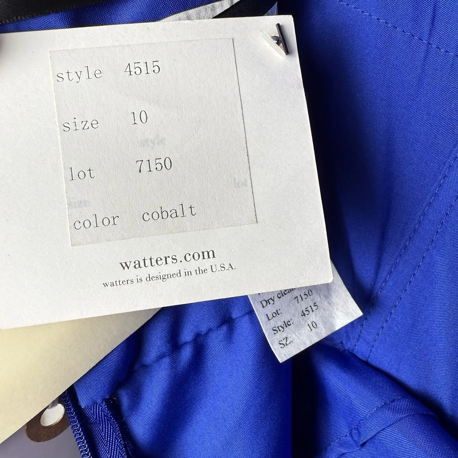 Watters & Watters Style 4515 Floor Length Dress Size 10 Cobalt Blue Wedding Prom - Image 9