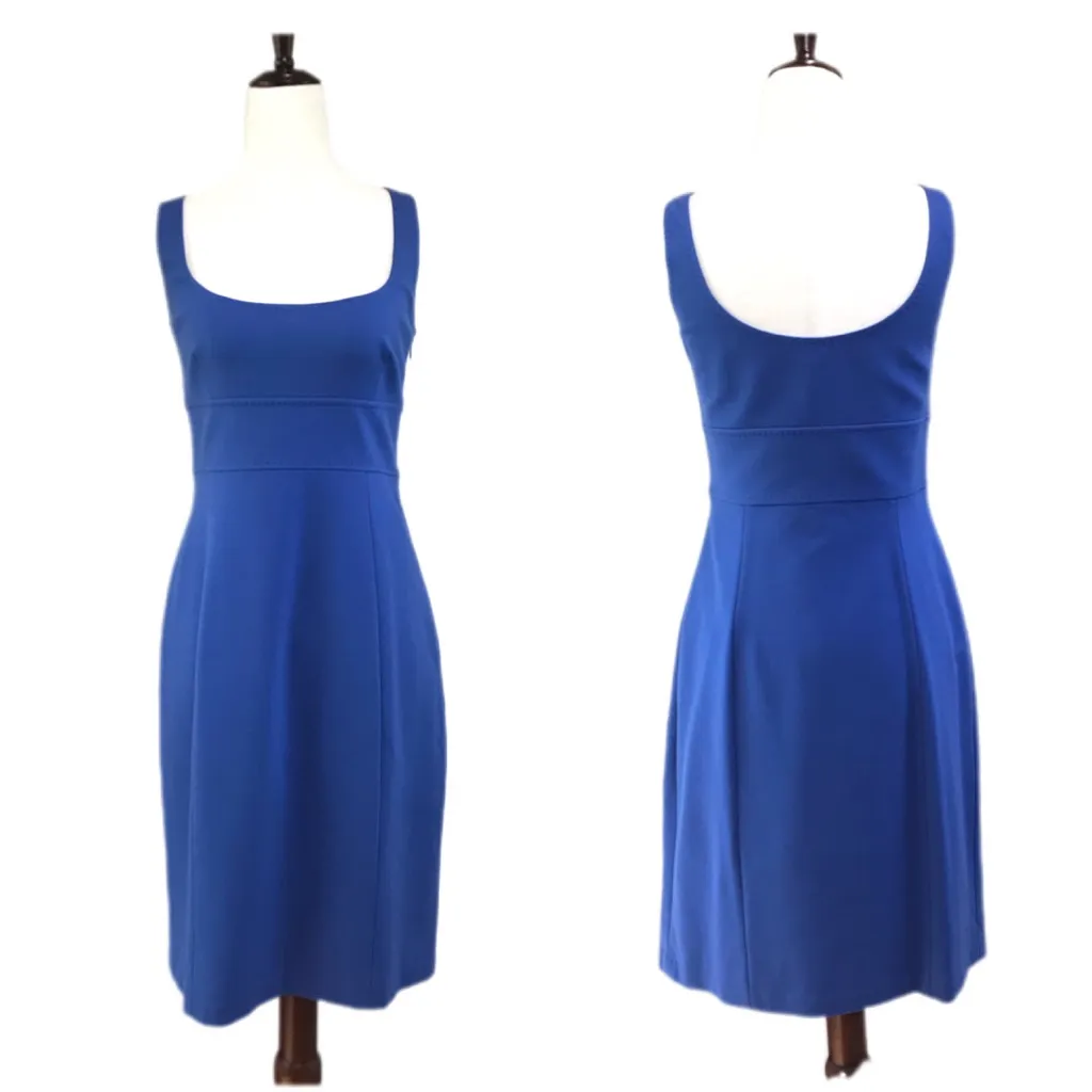 ELIE TAHARI Blue Bodycon Sleeveless Dress Scoop Neckline Midi Tank Dress Size 6‎ - Image 2
