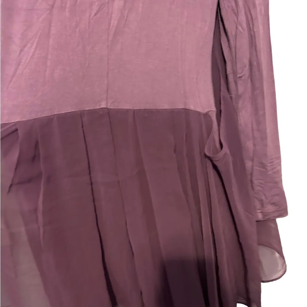 Carty plum long sleeve dress with sheer attached size medium - Image 4