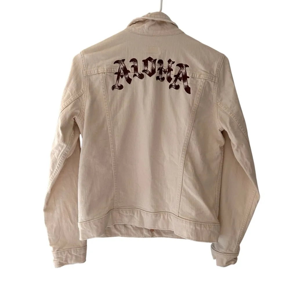 Mother Ivory Bruiser Denim Jacket Aloha Floral Tropical D3 Green - Image 3