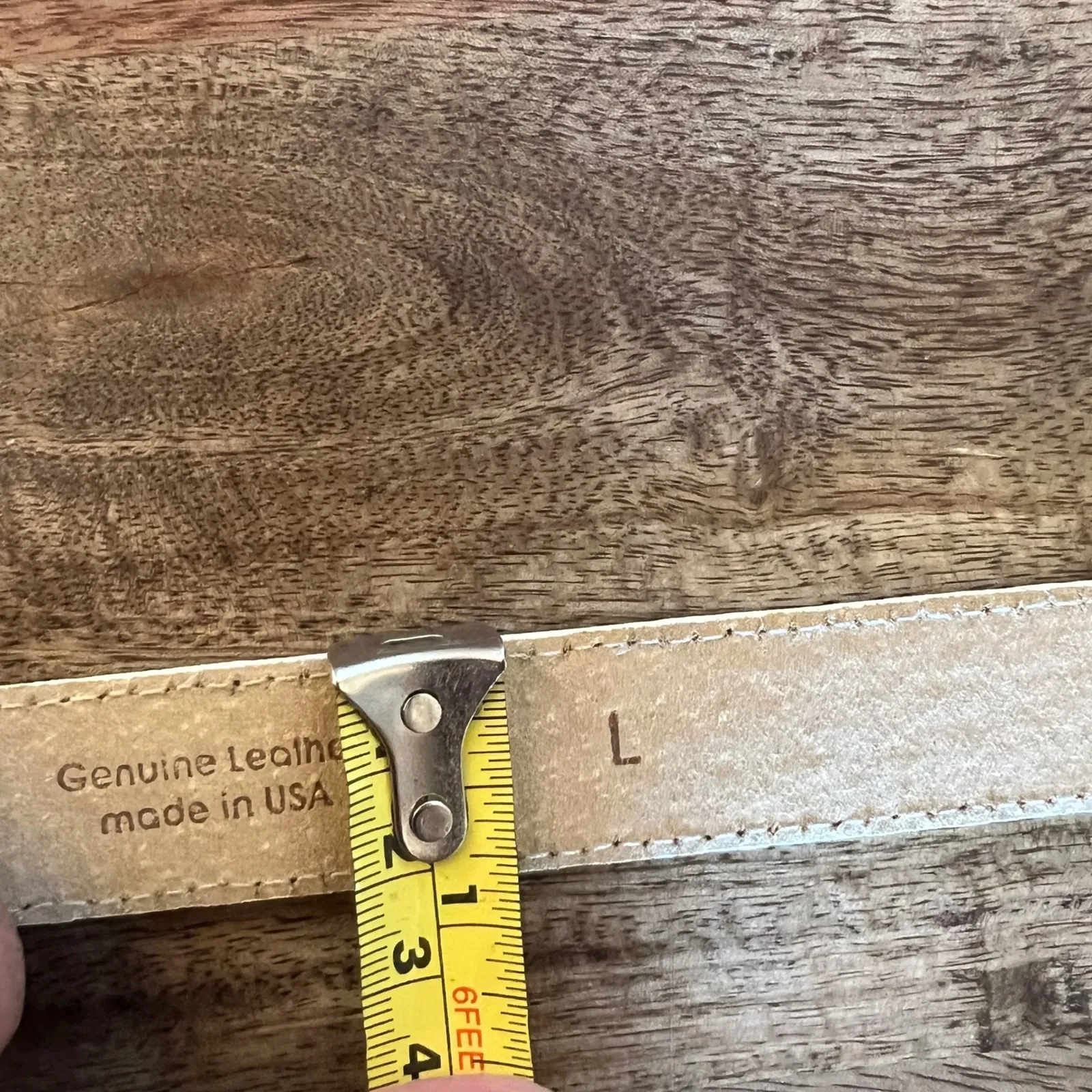 Vintage Accessories by Pearl Womens L Leather Belt Cream Made in USA Career Chic Size L - Image 5