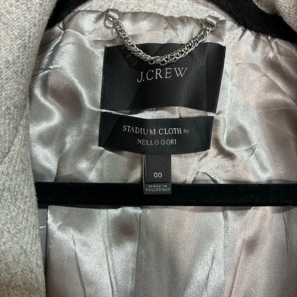 J.Crew  Gray Stadium Cloth Wool Cocoon Zippered Coat 00 - Image 3