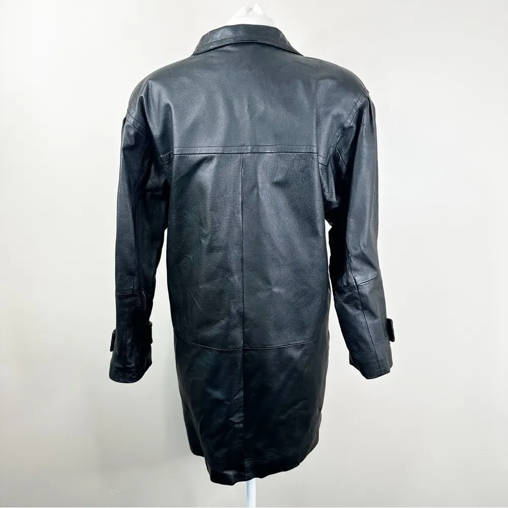 Vintage Worthington Leather Jacket Womens Large? Black Button Front Mid Length - Image 3