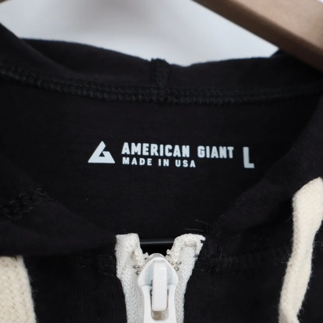American Giant Women's Lightweight Black Full Zip Hoodie Made in USA Size L Size L - Image 3