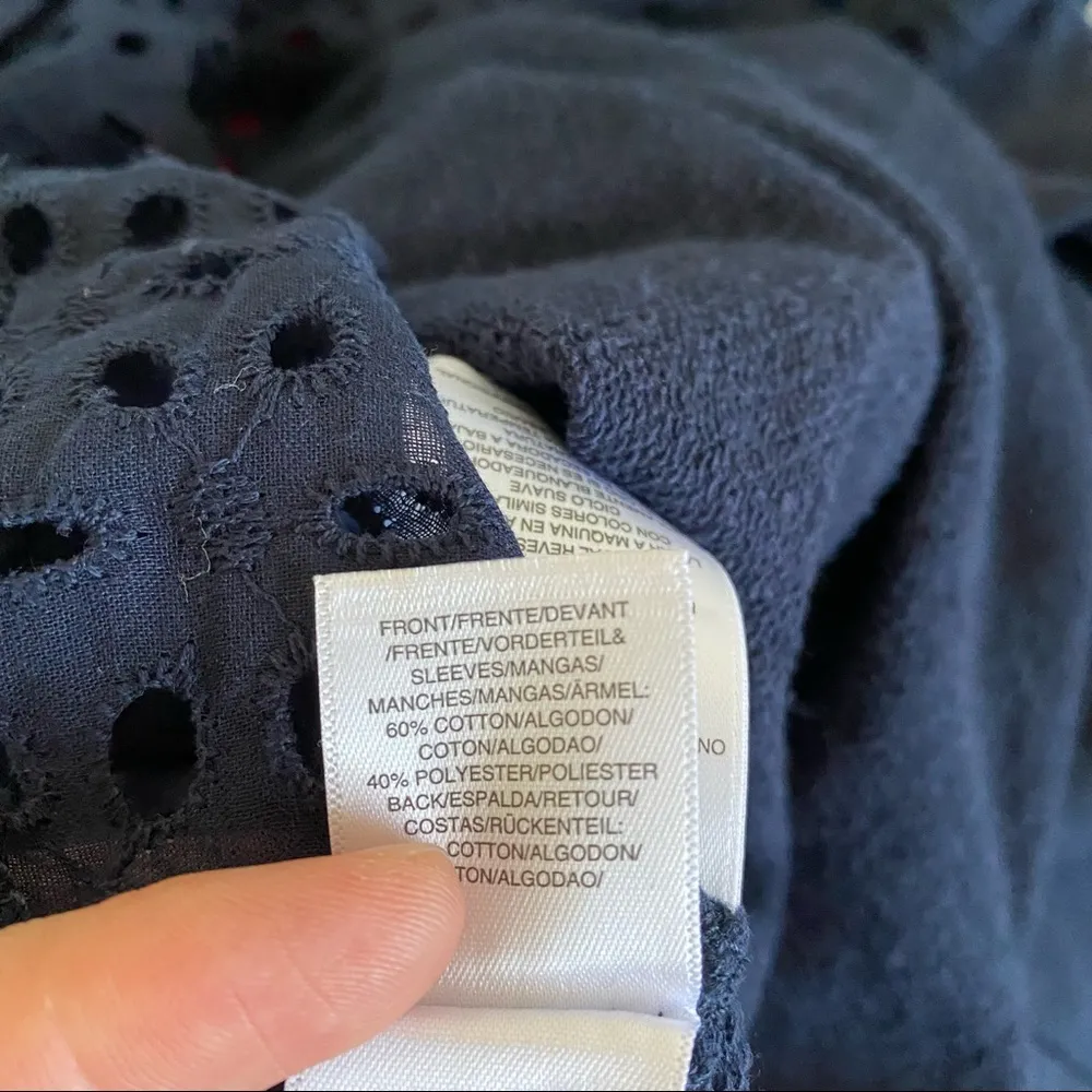 Rachel Rachel Roy Navy Eyelet Longsleeve Top 0X - Image 9