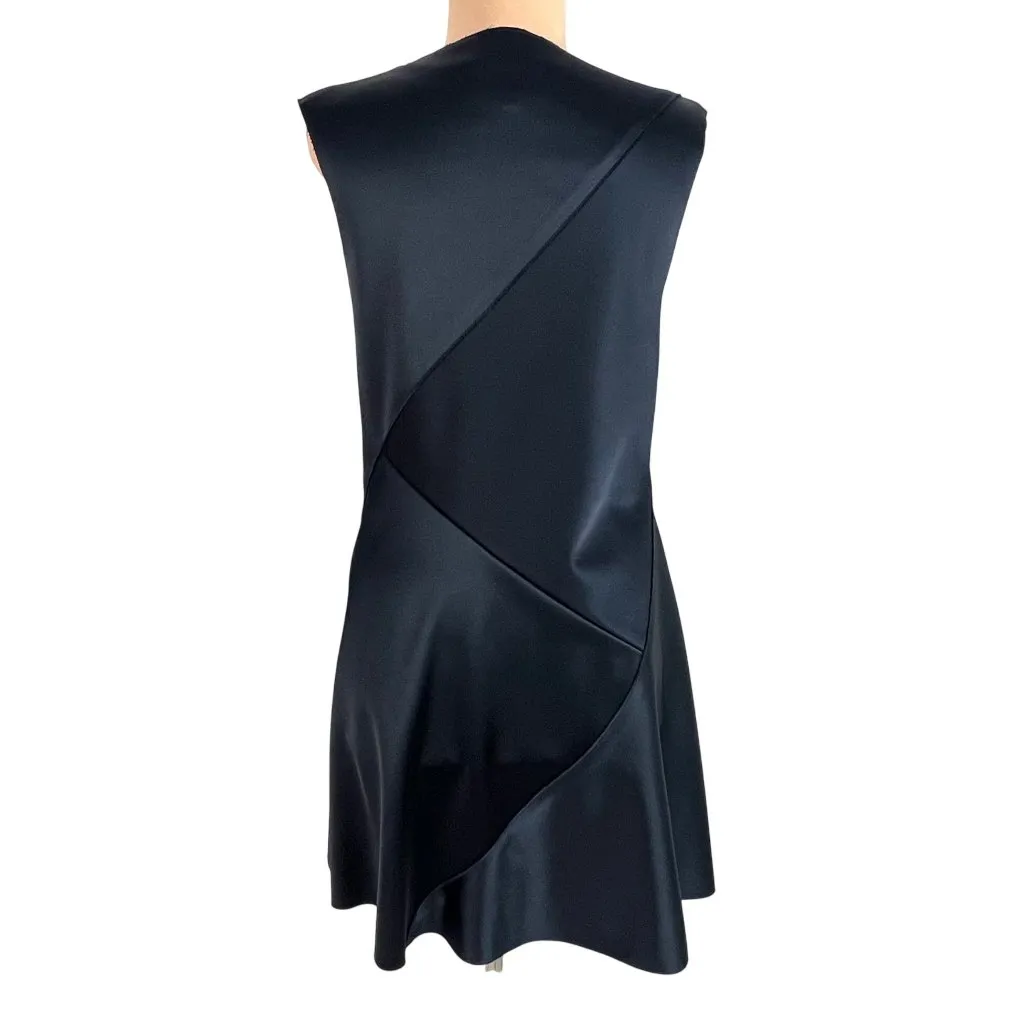 3.1 Phillip Lim Black Asymmetrical Drape Satin Mini Dress Size 6 Quiet Luxury - Image 4