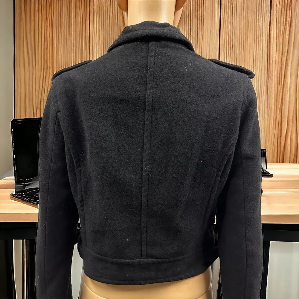 BBDakota Military Black Bomber Jacket with Pockets and Stripes Patches Womens M - Image 12