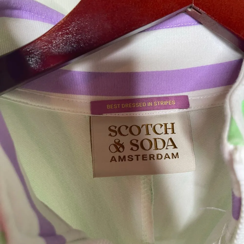 Scotch & Soda Striped Relaxed-Fit Half-Zip Sweater in purple green XS - Image 3