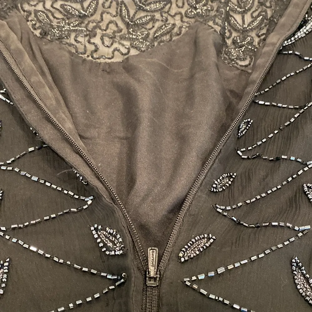 Cote d’ Azur Vintage 1980s Disco Beaded Black Sequin Short Sleeve Top Blouse XL - Image 12