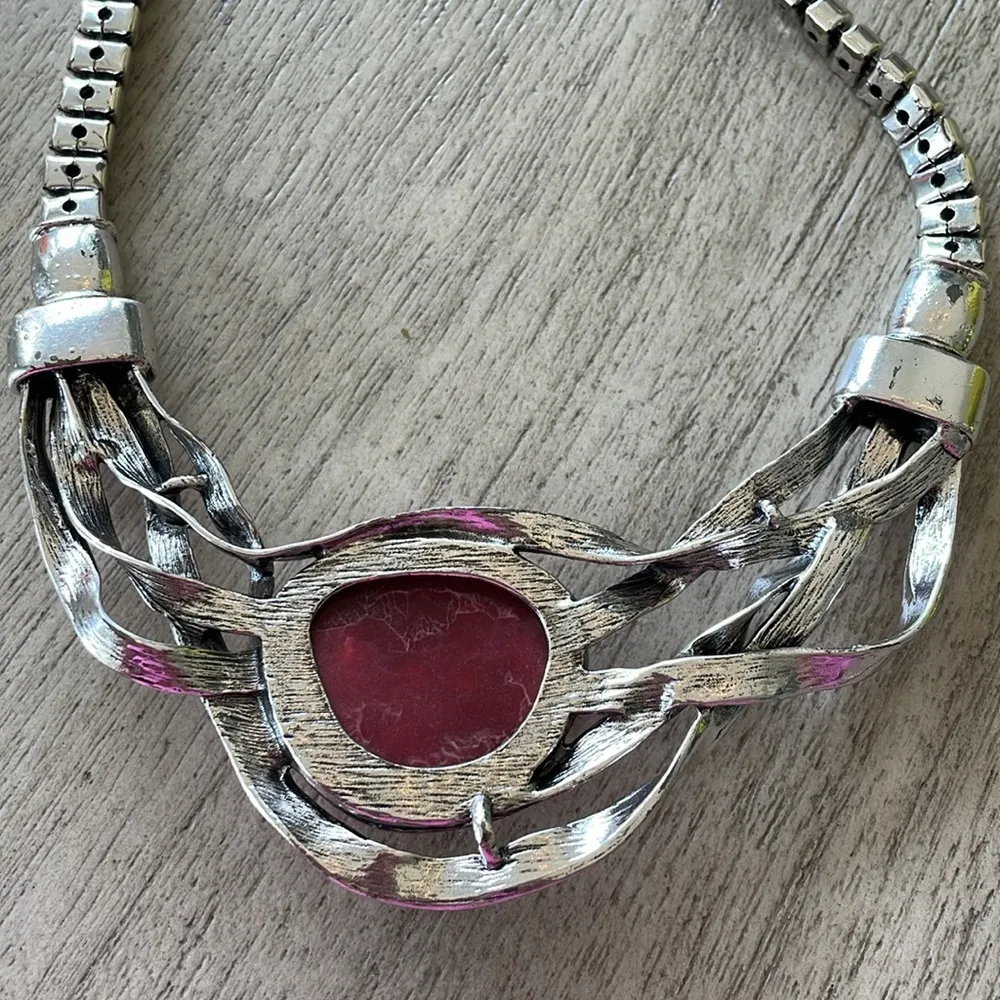 Artisan stone necklace Red - Image 5