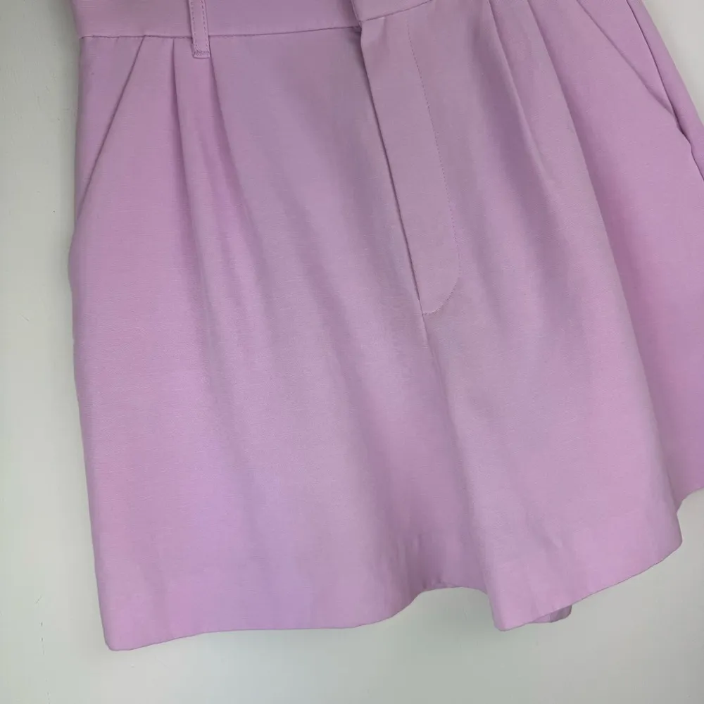 NWT ZARA High Rise Bermuda Shorts Sz Small Linen Blend Lilac Purple - Image 7