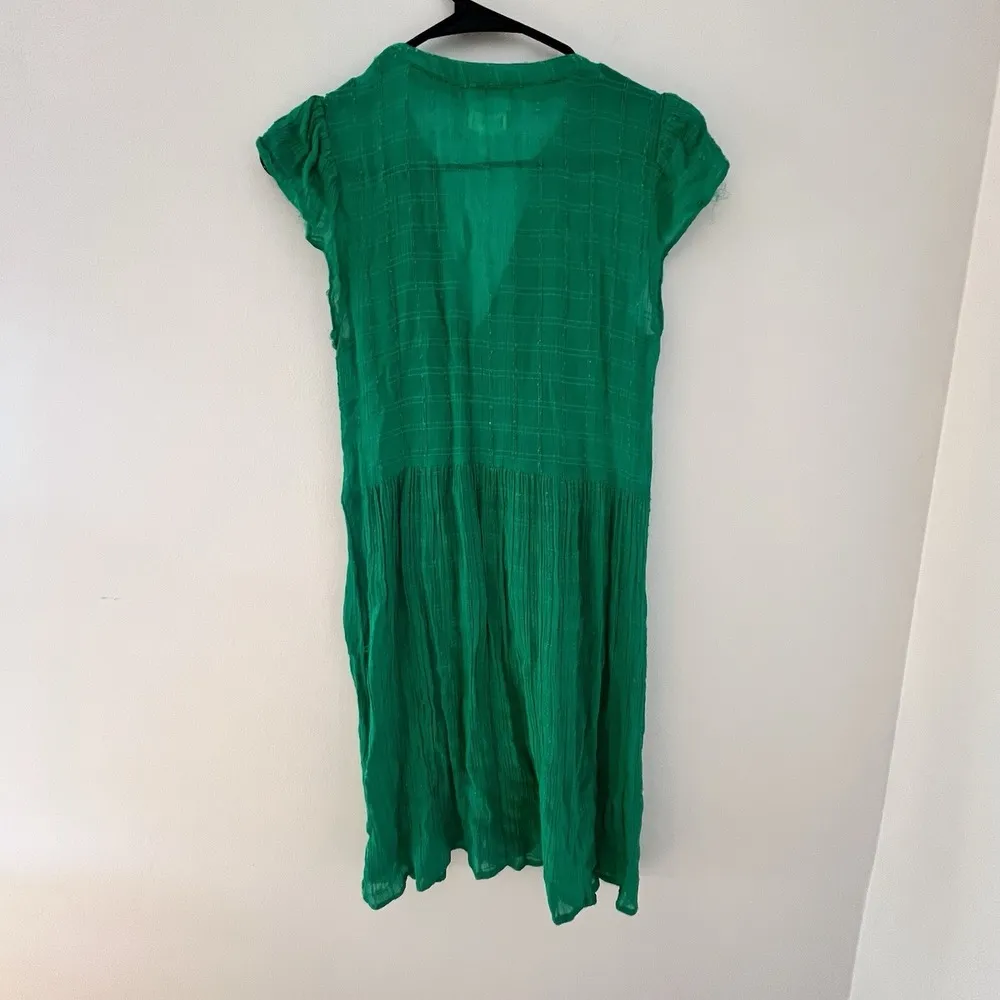 Anthropologie Meadow Rue Canal Ruffled Shirtdress Size Small / 4 Green - Image 5