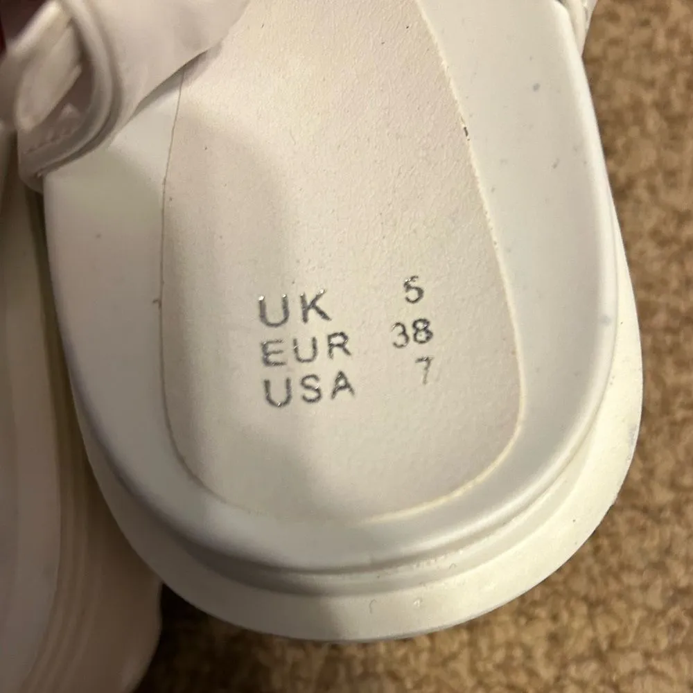 New Faux Leather Ankle Strap Gladiator buckle Chunky Platform fisherman sandals White Size 7 - Image 5