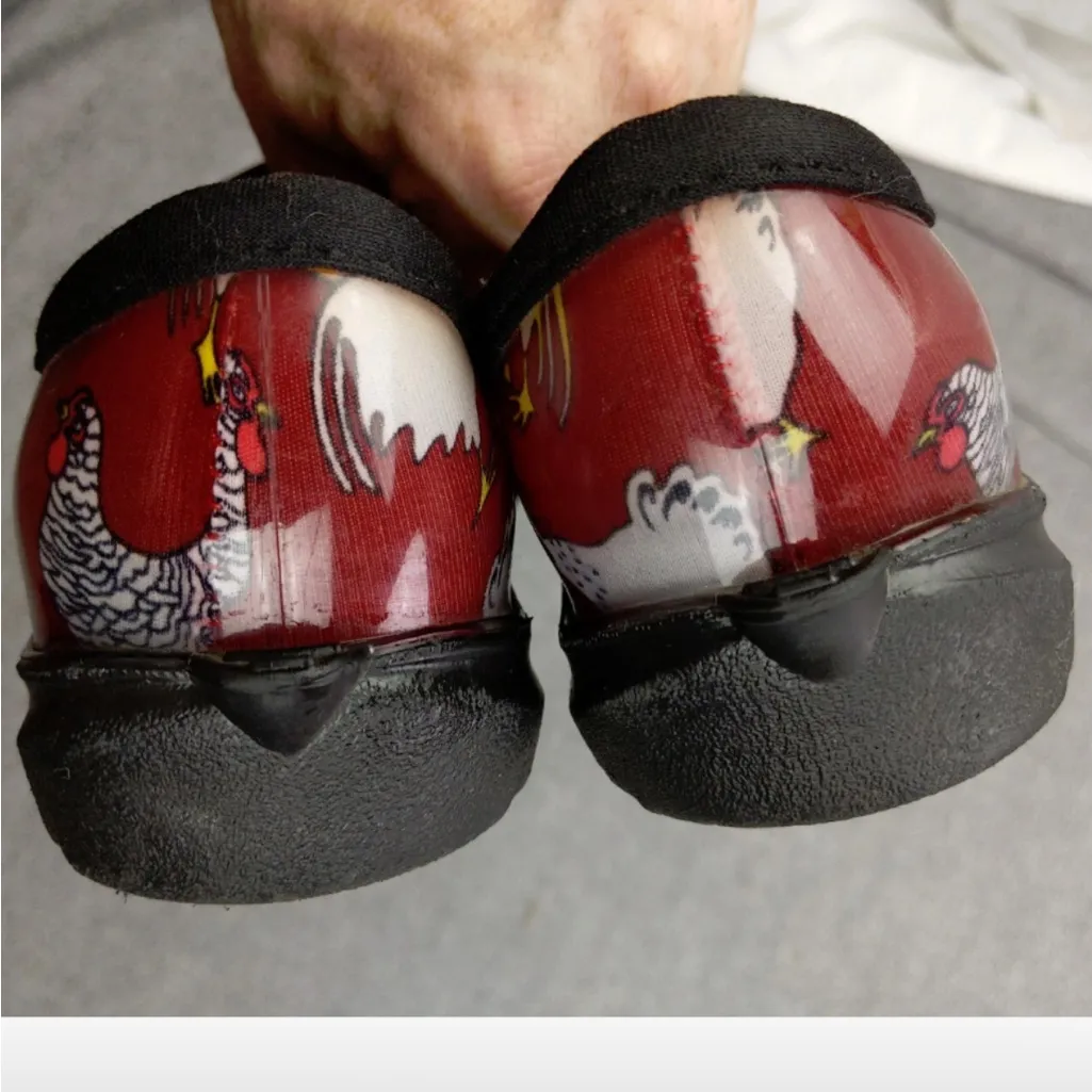 Sloggers Women's Red Chicken Print Ankle Boots Sz 8M Waterproof Gardening - Image 4