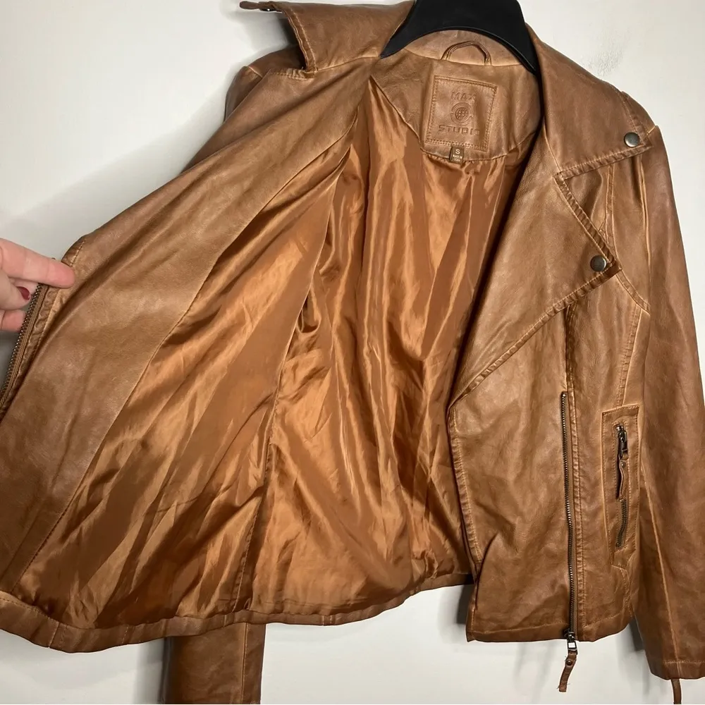 Max Studio faux leather jacket brown size small - Image 7