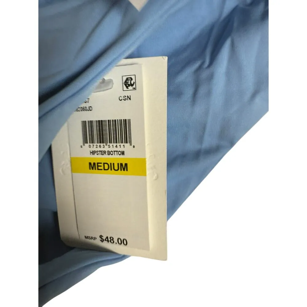 Becca Adela Slate Blue Shirred Hipster Bikini Swimsuit Bottoms Size Medium - Image 6